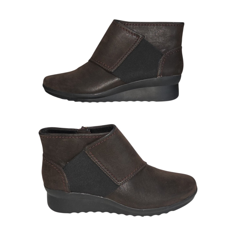 Clarks Cloudsteppers Caddell Rush Womens Brown Wedge Ankle Boots Size 8